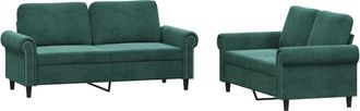 vidaXL Vidaxl - Juego De Sof&aacute;s Con Cojines 2 Piezas Terciopelo Verde Oscuro