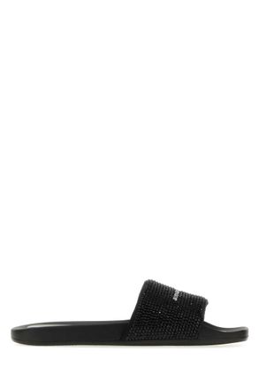Alexander Wang Black Rhinestone Slides