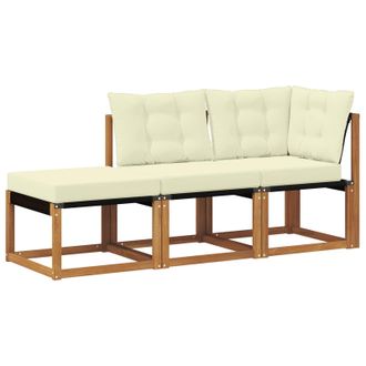 vidaXL Unidades De Sof&aacute; Modular De Exterior 3 Pieza Natural Y Crema Vidaxl