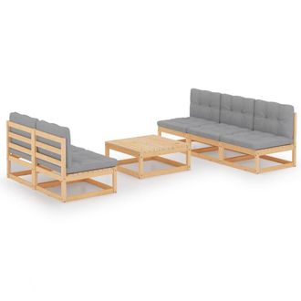vidaXL Vidaxl - Muebles De Jard&iacute;n 6 Piezas Con Cojines De Madera De Pino Maciza