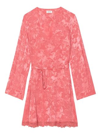 Zadig&Voltaire Ramasco lace-detail horse-pattern mini dress - Pink