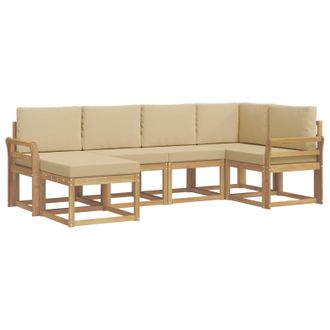vidaXL Conjunto De Sof&aacute;s De Exterior Con Coj&iacute;n 6 Pcs Y Beige Poli&eacute;ster Vidaxl