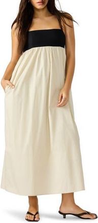 Steve Madden Emmaline Empire Waist Cotton Poplin Maxi Dress in Oatmeal at Nordstrom Rack, Size X-Small