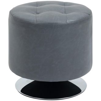 HOMCOM 360&deg; Swivel Foot Stool PU Ottoman w/ Thick Padding & Steel Base - Grey | TJ Hughes