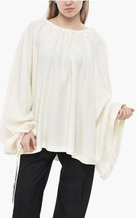 Gabriela Hearst Wool and Silk Top WILMER with Batwing Sleeves size 40
