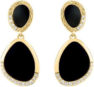 Effy 14K Yellow Gold Black Onyx Cabochon Drop Earrings in 14K Gold at Nordstrom