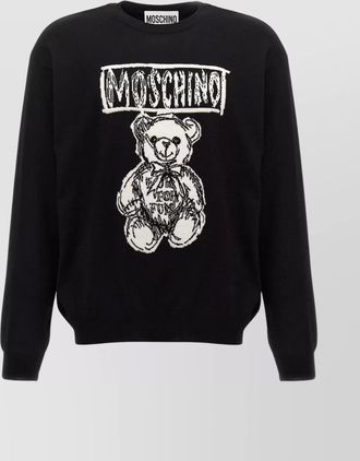 Moschino crew neck logo intarsia sweater