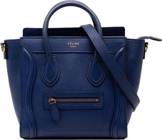 Celine Pre-owned Handbags, female, Blue, Size: ONE SIZE Pre-owned Leather Top Handle Bag