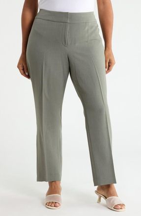 Kasper Ava Stretch Crepe Straight Leg Pants in Dark Sea Stone at Nordstrom, Size 24W