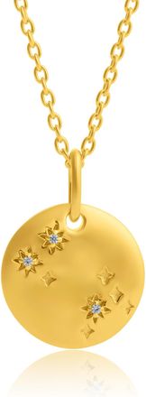 MAX + STONE Vermeil Aquarius Zodiac Pendant Necklace with White Sapphire Accents