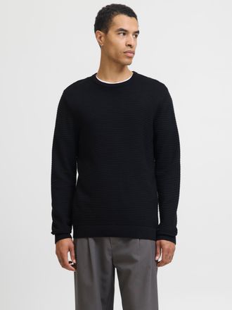 Jack & Jones Rundhalspullover JACK & JONES JJOTTO KNIT CREW NECK AW25, Herren, Gr. XS, schwarz, Strick, Obermaterial: 100% Baumwolle, unifarben, regular fit normal