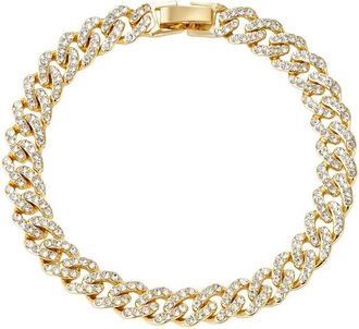 Adornia Adornia Plated Cz 8Mm Crystal Curb Chain Bracelet