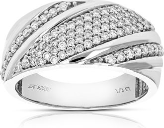 Vir Jewels 1/2 cttw 74 Stones Round Cut Lab Grown Diamond Engagement Ring.925 Sterling Silver Prong Set