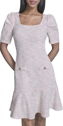 Karl Lagerfeld Karl Lagerfeld Square Neck Knit Tweed Dress