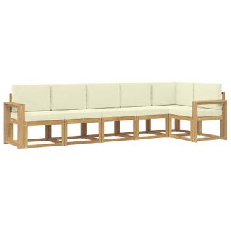 vidaXL Conjunto De Sof&aacute;s De Exterior 6 Pcs Blanco Y Crema Poli&eacute;ster Vidaxl