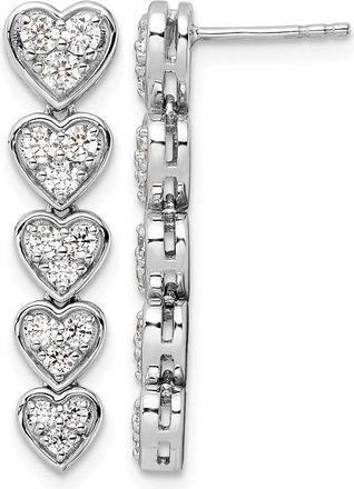 Diamond2Deal 14k Gold 1 ct Lab Grown Diamond Heart Dangle Earrings VS Clarity, D-E Color