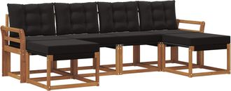 vidaXL Conjunto De Sof&aacute;s De Exterior 6 Uds. Natural Y Negro Vidaxl