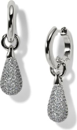 Nadri Gemini Pav&eacute; Huggie Hoop Drop Earrings in Rhodium at Nordstrom