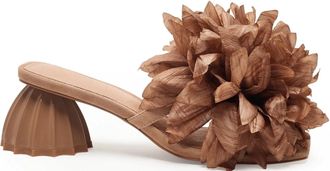Cecelia New York Womens Dahlia Botanical Applique Sandal In Taupe