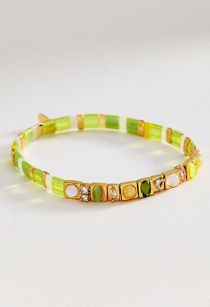 Anthropologie Colorful Beaded Chicklet Stretch Bracelet