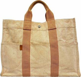 Herm&egrave;s Orange Canvas Tote Bag (Pre-Owned)