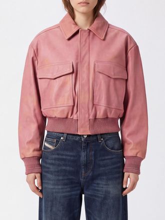 Diesel Cropped Distressed Lambskin Leather Bomber Jacket