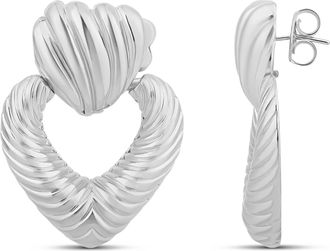 SHYMI Textured Heart Statement Drop Earrings - 14K Gold Filled, Rhodium Plated, Day to Night