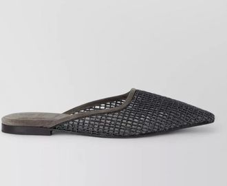 Brunello Cucinelli mesh flat mule sandal pointed toe