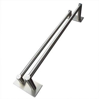 OEM Toallero Autoadhesivo - Doble Barra - 40 Cm - Acero Inoxidable Cepillado - Plateado