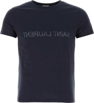 Saint Laurent Navy Blue Cotton T Shirt