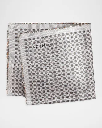 Eton Men & apos;s Double-Face Printed Silk Pocket Square