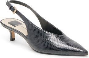 Dolce Vita Alenna Slingback Pointed Toe Kitten Heel Pump in Noir Embossed Leathe at Nordstrom Rack, Size 8.5