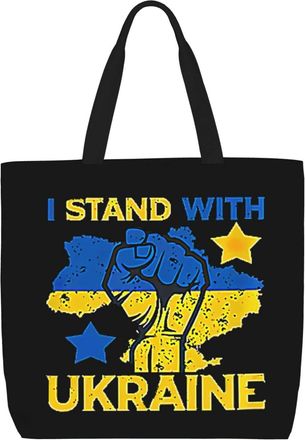 Generic Women Handbag I Stand With Ukraine Ladies Shopping Shoulder Bag Fashion Reusable Beach Travel Bags, For School, Holiday, Gym, Christmas, Birthday