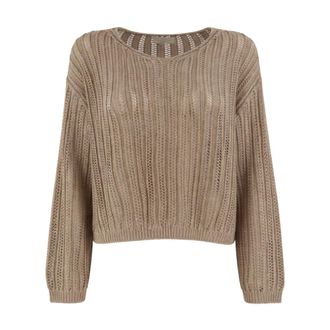 Antonelli Round-neck Knitwear, female, Beige, Size: XS Jersey