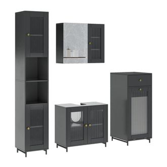 Vicco Conjunto De Muebles De Ba&ntilde;o Malte, Gris, 4 Partes, Vicco