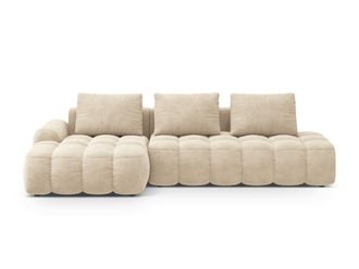Cosmopolitan Design Sof&aacute; cama esquinero izquierdo con ba&uacute;l 3 plazas terciopelo beige claro