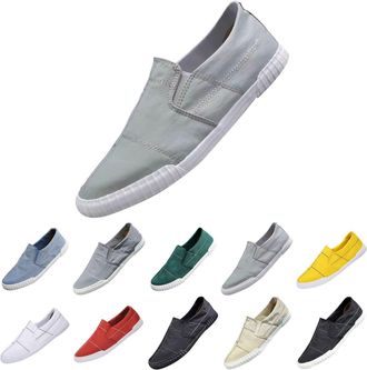Generic Mens Low-Top Canvas Shoes Breathable Loafer Flat Slip On Slippers Trainers Hands-Free Comfortable Walking Shoes Outdoor Casual Hiking Shoes Soft Comfo