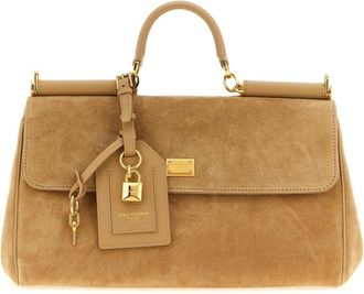 Dolce & Gabbana Suede Top Handle Bag - Dames - Tassen - Beige - Maat: ONE Size Su&egrave;de