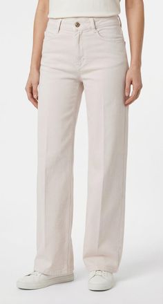 MAC Broeken Weite Jeans MAC WIDE, Damen, Gr. 34, L&auml;nge 32, antique wei&szlig;, Denim/Jeans, Obermaterial: 97% Baumwolle, 3% Elasthan, unifarben, weit kn&ouml;chellang, Jeans