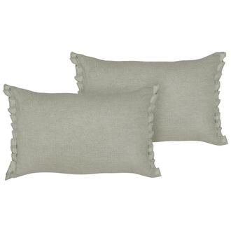 Beliani Beliani - Conjunto De 2 Modernos Cojines Decorativos De Lino Con Volantes Y Lazos 30x45 Cm Gris Claro Sassafras