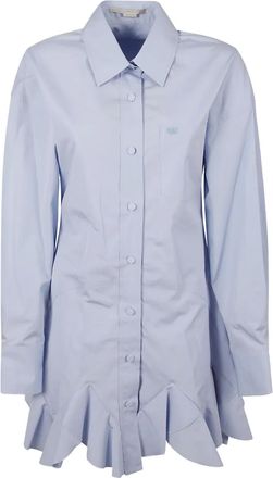 Stella McCartney ruffled shirt mini dress - women - Cotton - 38 - Blue