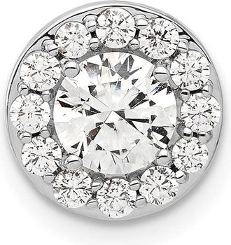 Diamond2Deal 14K White Gold Lab Grown Diamond Round Halo Chain Slide Pendant (1ct, VS, G-H)