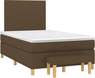 vidaXL Vidaxl - Cama Box Spring Con Colch&oacute;n Tela Marr&oacute;n Oscuro 120x200 Cm