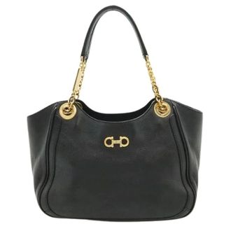 Ferragamo Pre-owned Handbags, female, Black, Size: ONE SIZE Pre-owned Leather Shoulder Bag