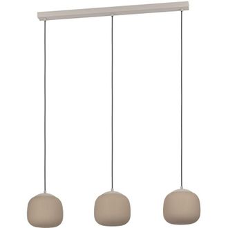 Eglo Eglo - Lampadario a Sospensione Moderno Cominio Acciaio Tortora Vetro 3 Luci E27