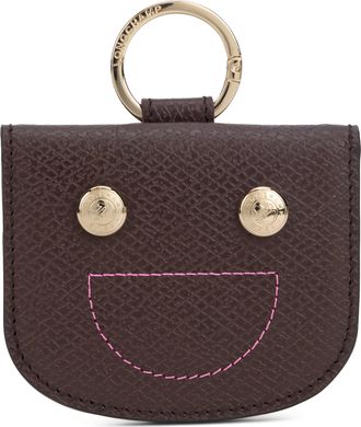 Longchamp Womens Card Holder With Ring Mocha Leather Cowhide Wallets & Purses