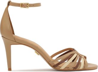 Kazar Elegante leren sandalen met kleurrijke bandjes - Dames - Sandalen met hakken - Beige - 35 EU - Leer - Schoenen