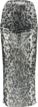 Aniye By mesh leopard-print midi skirt - Grey