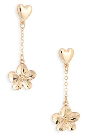 BP. Floral Chain Drop Earrings in Gold at Nordstrom