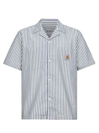 Carhartt Work in Progress Vertical Striped Seersucker Shirt - Blue